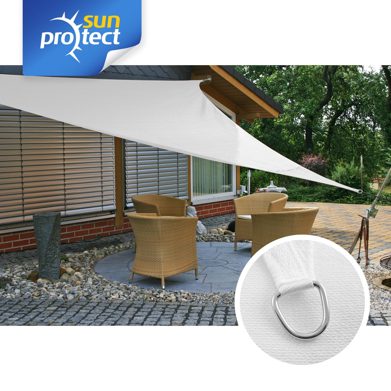 sunprotect Sonnensegel professional, 3,6x3,6x3,6m, Dreieck, weiß